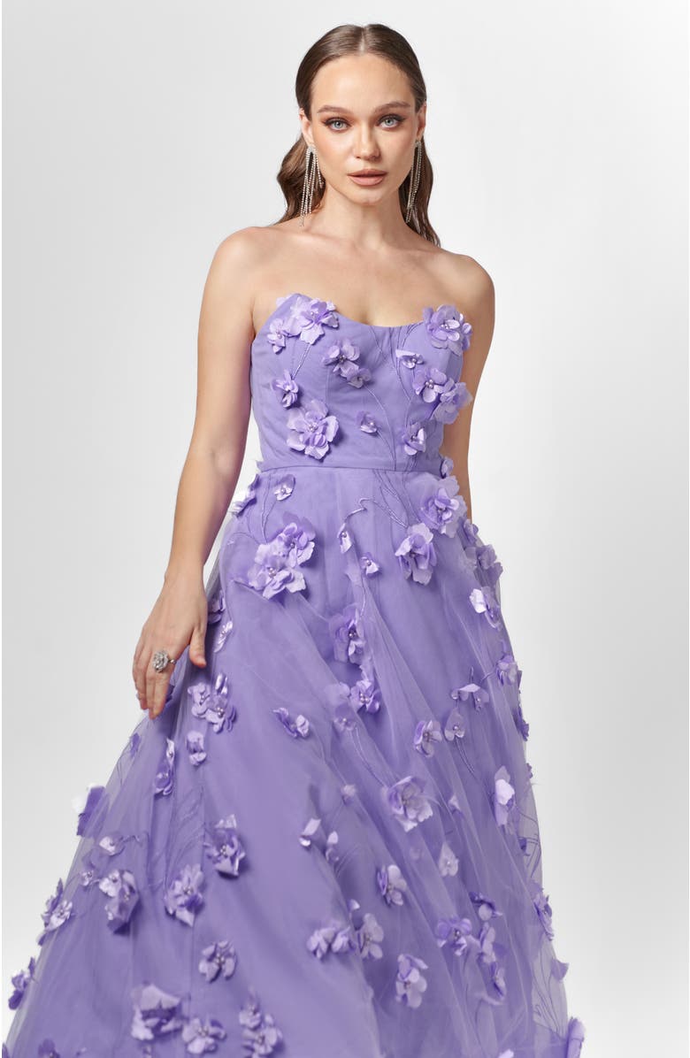 Bariano Ila Strapless Hi Lo Gown, Alternate, color, Lilac