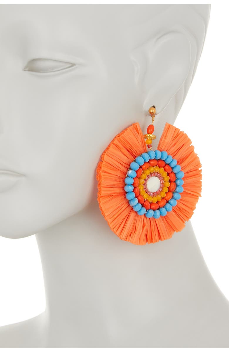 OLIVIA WELLES Fiesta Multi-Color Raffia Earrings, Alternate, color, Gold-Orange