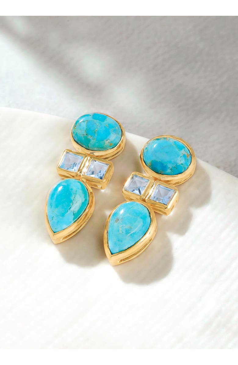 YS GEMS Stabilized Turquoise & Topaz Drop Earrings, Alternate, color, Blue