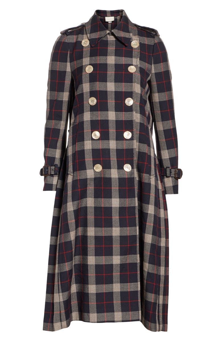 Gucci Oversize Check Pleated Back Coat, Alternate, color, 
