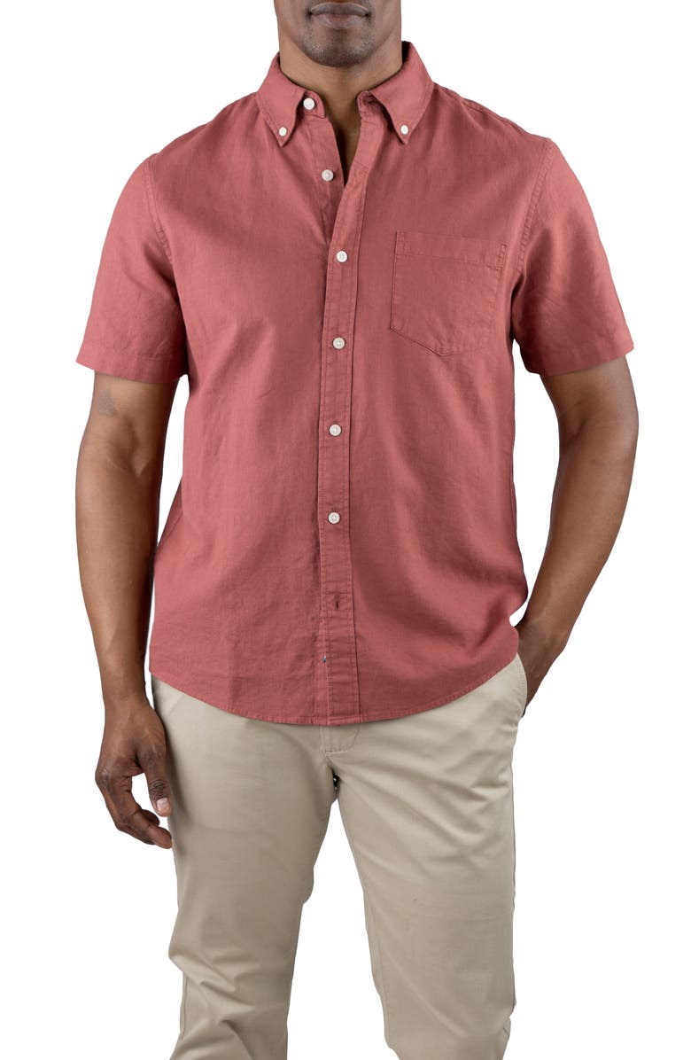 Tailor Vintage Puretec Linen Cotton Button-Up Shirt, Main, color, Canyon Red