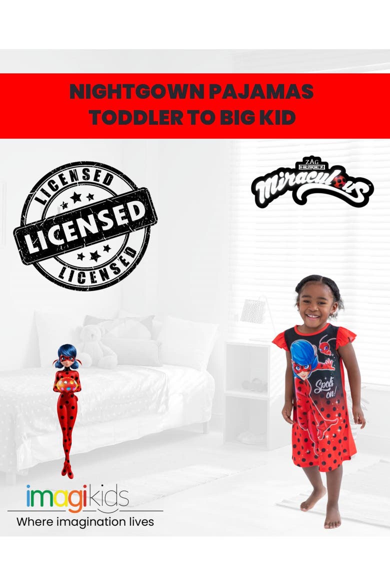 Ladybug Pajama Nightgown, Alternate, color, Ladybug Red Black