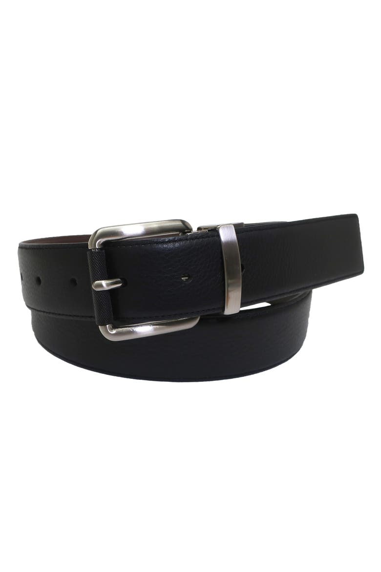 Mens Reversible Leather Belt, Alternate, color, Black