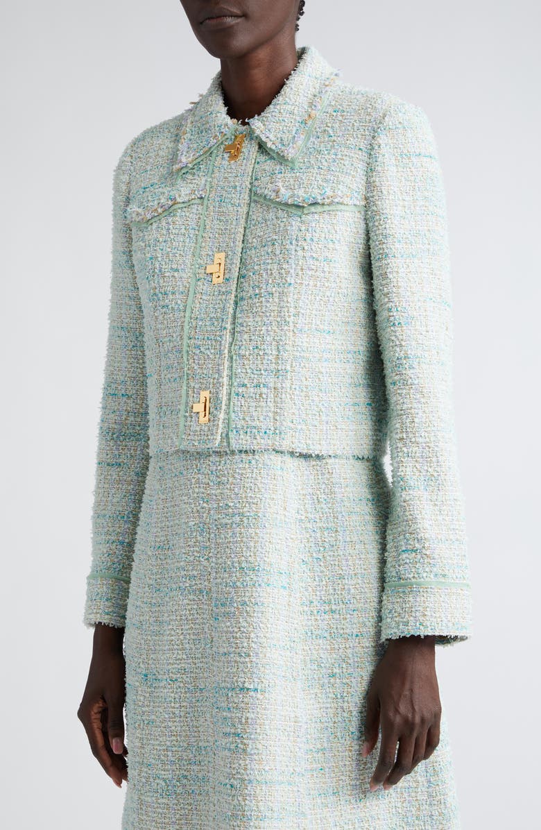 St. John Collection Eyelash Tweed Short Jacket, Alternate, color, 