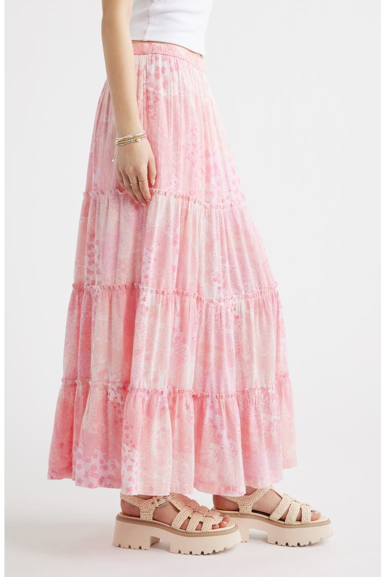 Tiered Maxi Skirt, Alternate, color, PINK FLORA PAISLEY