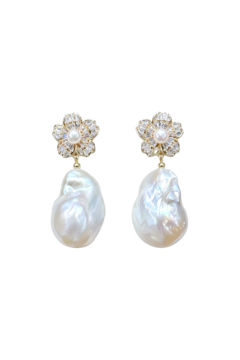Jolie Pearl Drop Earrings, Main, color, Metallic Gold