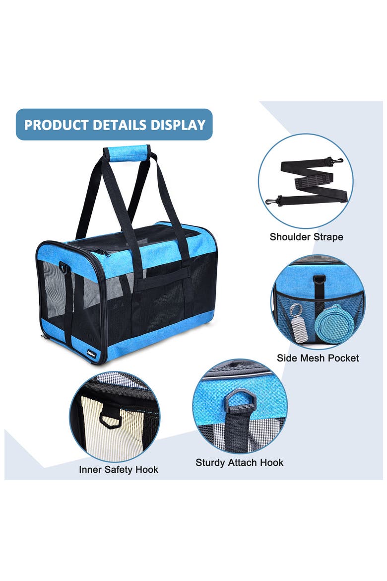 GOOPAWS Soft Sided Pet Cat Carrier Perfect for Travel, Alternate, color, TURQUOISE
