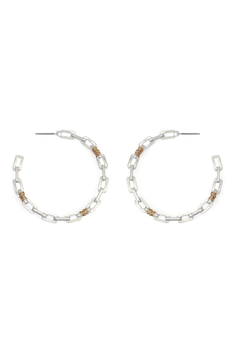 Paper Clip Hoop Earrings, Alternate, color, TWO TONE