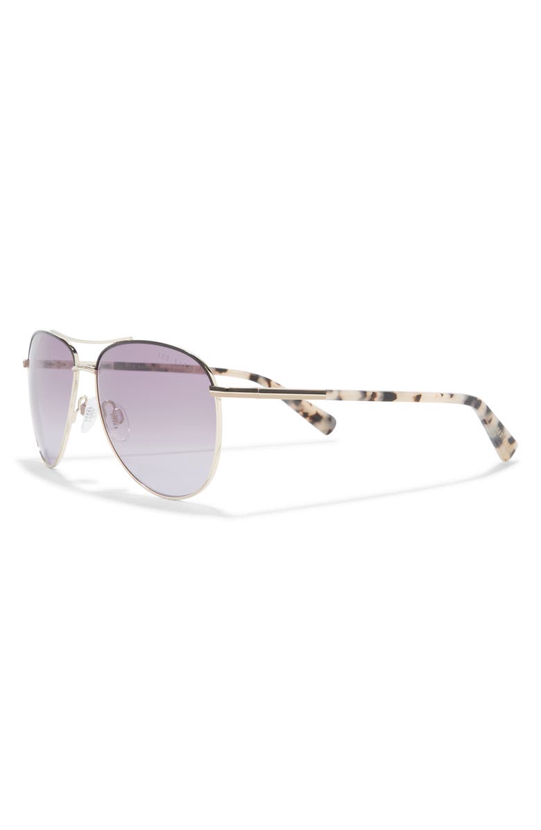 Ted Baker London 57mm Gradient Aviator Sunglasses, Alternate, color, Gold