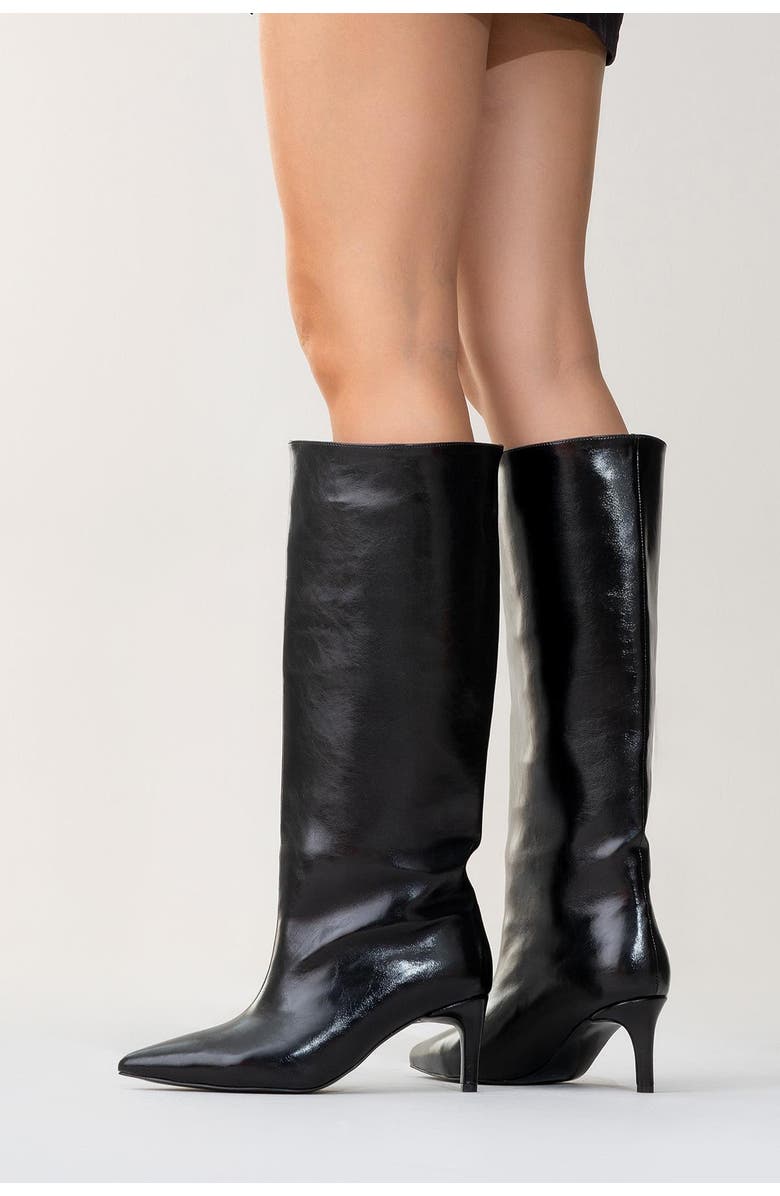 Prologue Shoes Cassandra High Heel Boot, Alternate, color, Black Faux Leather