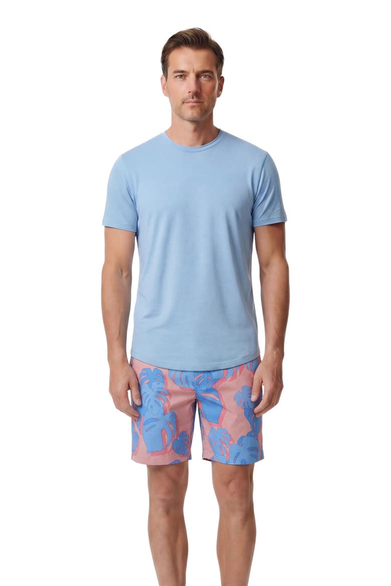 Monstera Floral Mens Flat Front Short, Alternate, color, MONSTERA FLORAL CORAL