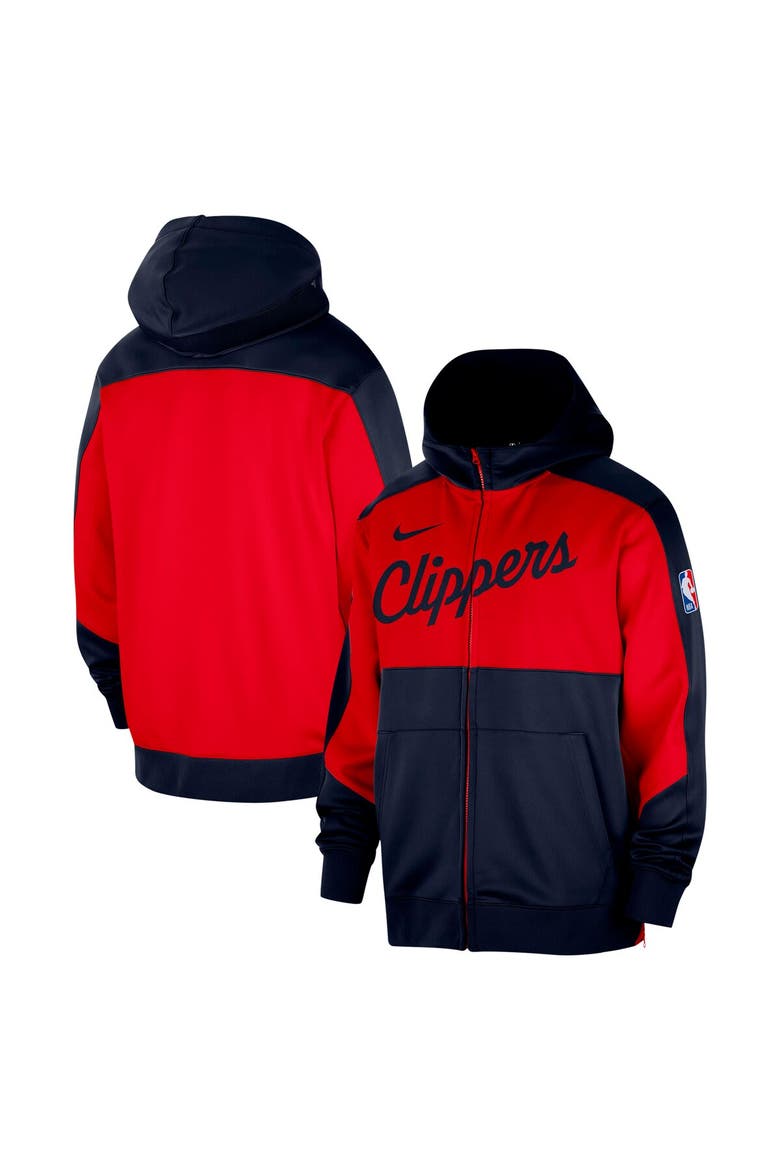 Men's Nike Navy LA Clippers Authentic On-Court Showtime Performance Full-Zip Hoodie, Main, color, Navy