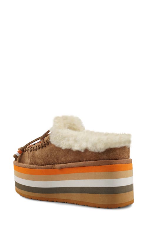 Zigi Birdy Faux Shearling Platform Slipper In Tan Suede