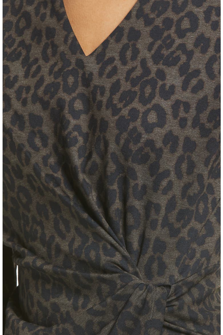 Plaid V-Neck Sheath Dress, Alternate, color, LEOPARD
