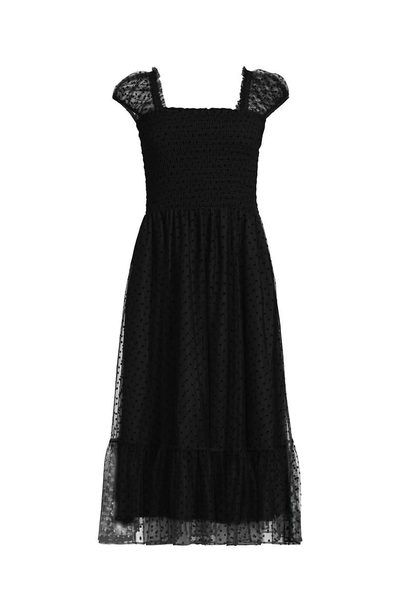 Lands' End Flocked Chiffon Midi Dress, Alternate, color, Black