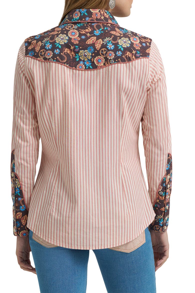 x Lainey Wilson Prairie Print Western Snap Shirt, Alternate, color, WHITE