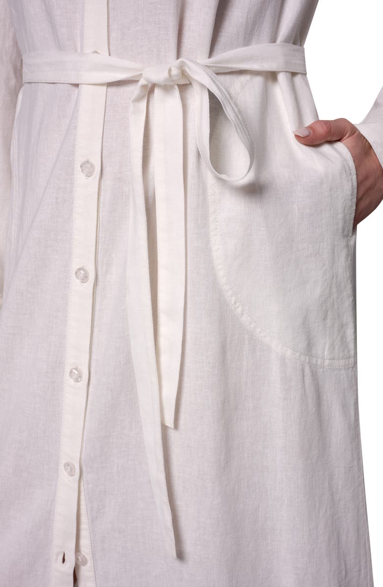 Donna Karan New York Long Sleeve Linen Blend Midi Shirtdress, Alternate, color,