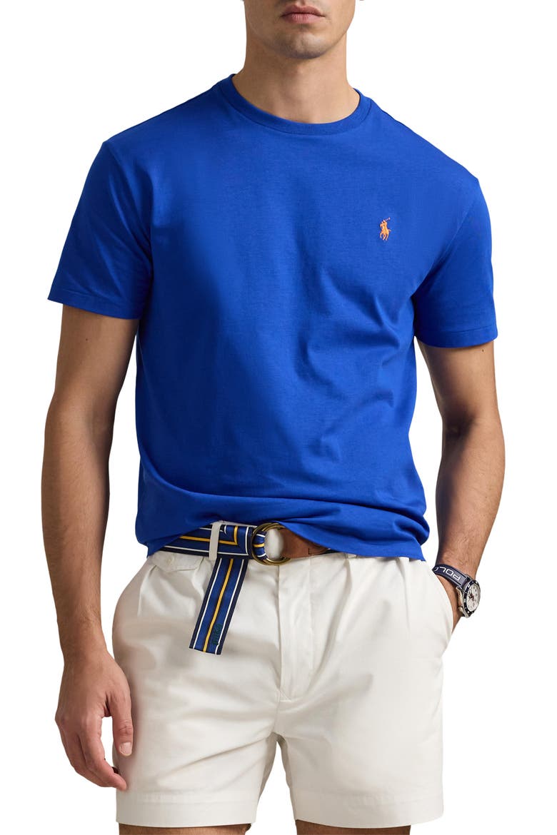 Embroidered Short Sleeve Jersey T-Shirt, Main, color, BLUE SATURN