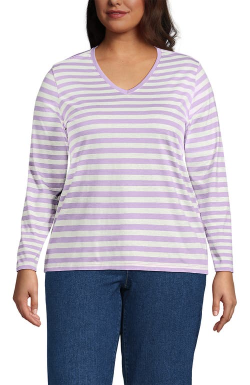 Lands' End Supima Cotton Long Sleeve V-neck T-shirt In Pink