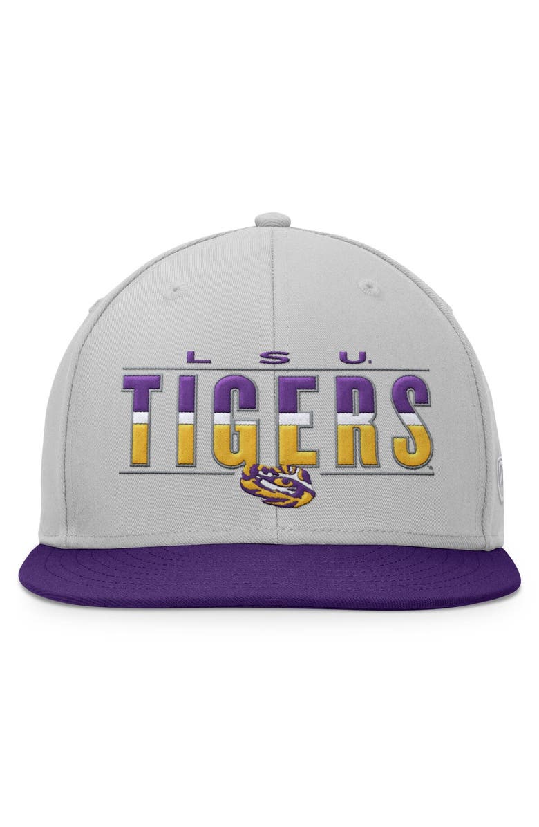 TOP OF THE WORLD Men's Top of the World Gray LSU Tigers Hudson Snapback Hat, Alternate, color, 