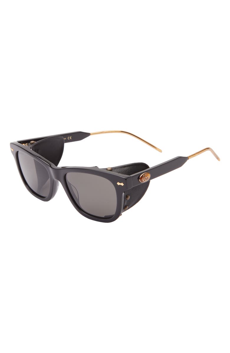 Gucci Novelty 54mm Rectangular Sunglasses, Alternate, color, Black Black Grey