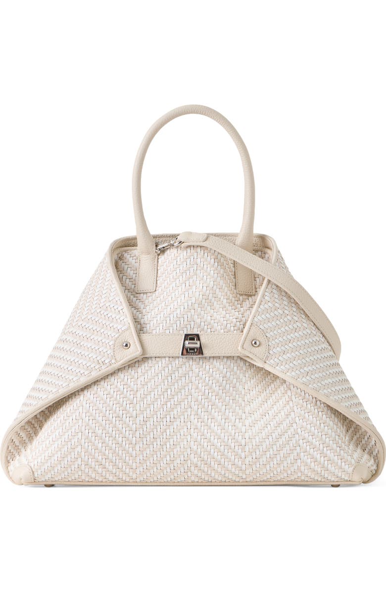 Akris Small AI Woven Leather Tote, Main, color, Ecru Alabaster