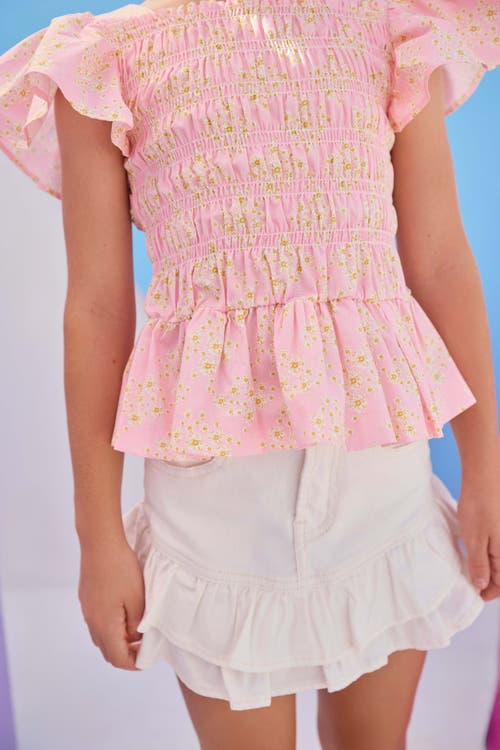 Bisby Kids' India Top In Pink Ditsy Floral