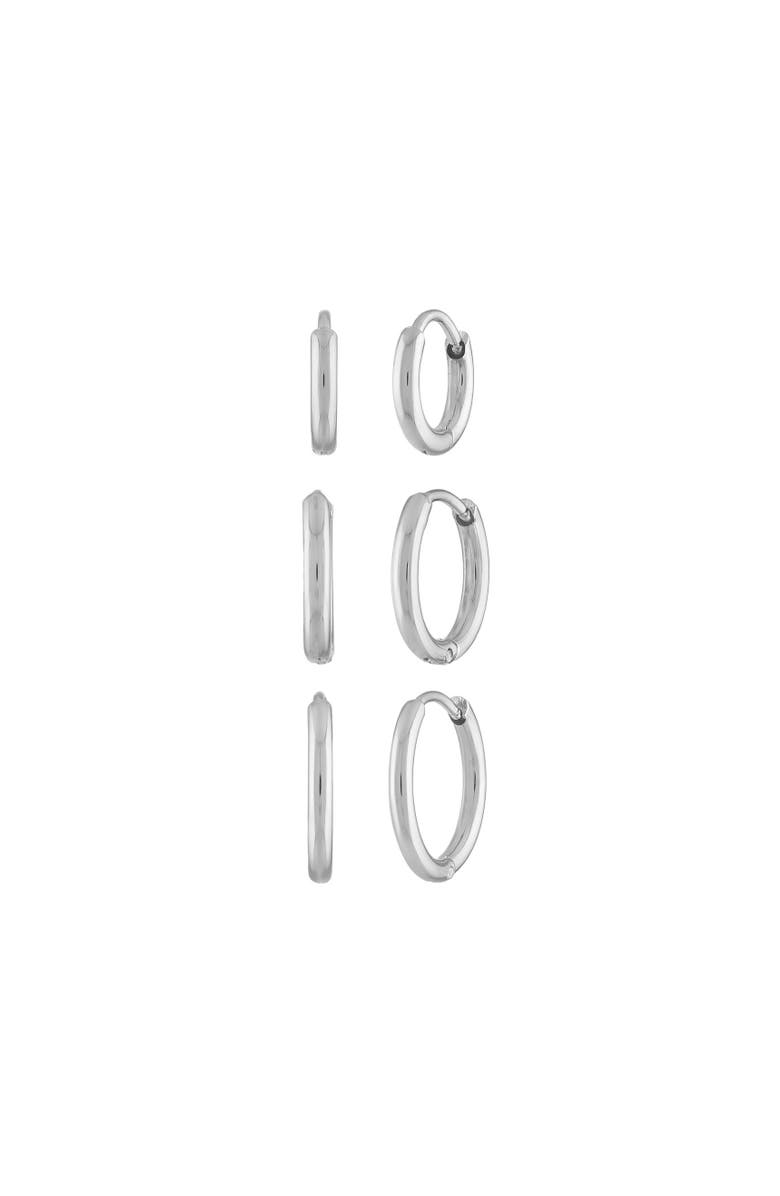 BEN ONI Set of 3 Huggie Hoops, Main, color,