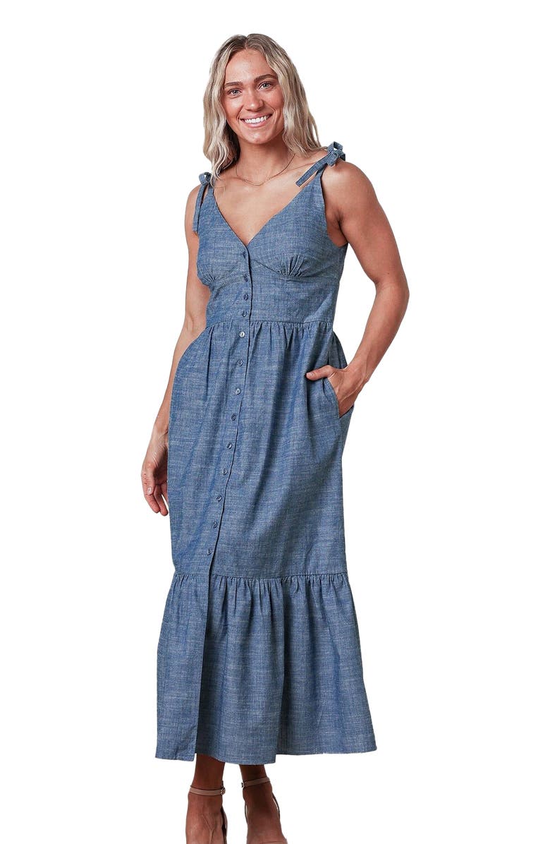 Hope & Henry Women's Organic Chambray Maxi Dress, Main, color,