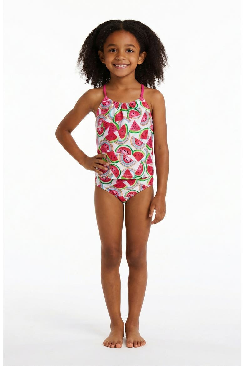 Kids' Watermelon Tankini Two-Piece Swimsuit, Alternate, color, PINK WATERMELON