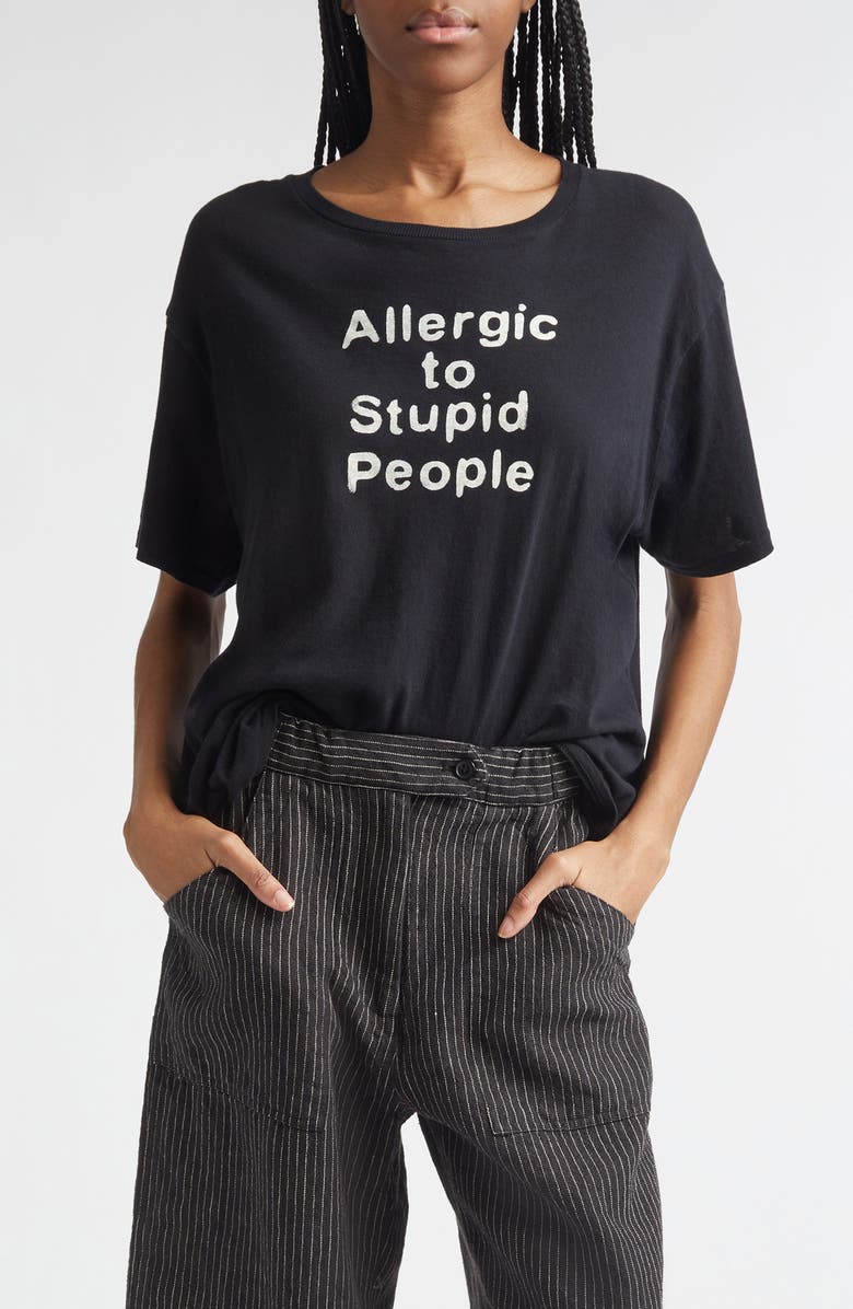 R13 Allergic to Stupid Cotton & Cashmere Graphic T-Shirt, Main, color, Black