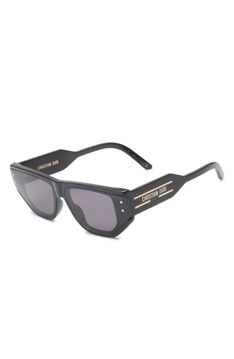 DIOR Signature S15I 63mm Oversize Cat Eye Sunglasses, Alternate, color, Shiny Black / Smoke