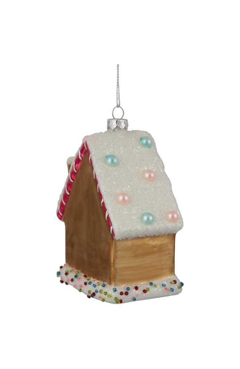 Northlight 4.5" Glittered Gingerbread House Glass Christmas Ornament, Alternate, color, Brown