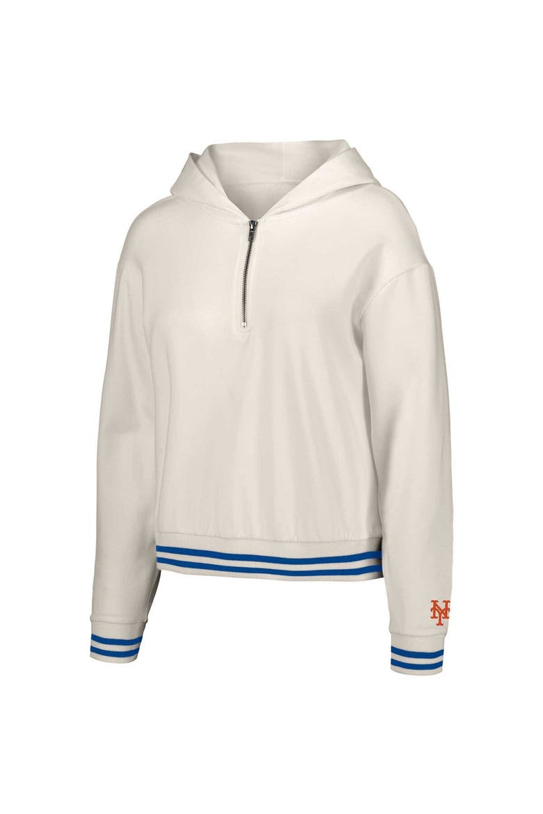 Women's Lusso  White New York Mets Magnolia Tri-Blend Quarter-Zip Hoodie, Alternate, color, White