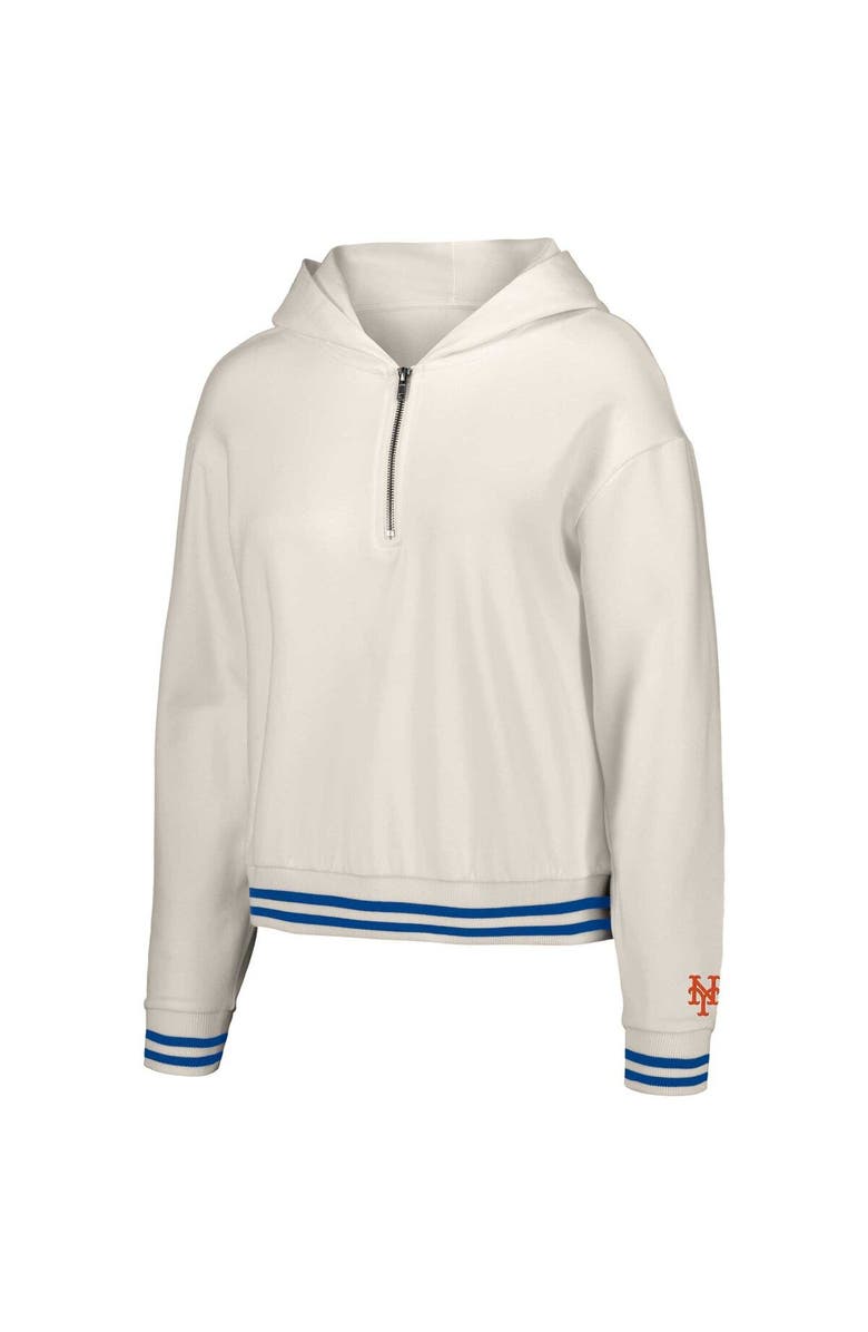 LUSSO Women's Lusso White New York Mets Magnolia Tri-Blend Quarter-Zip Hoodie, Alternate, color, White