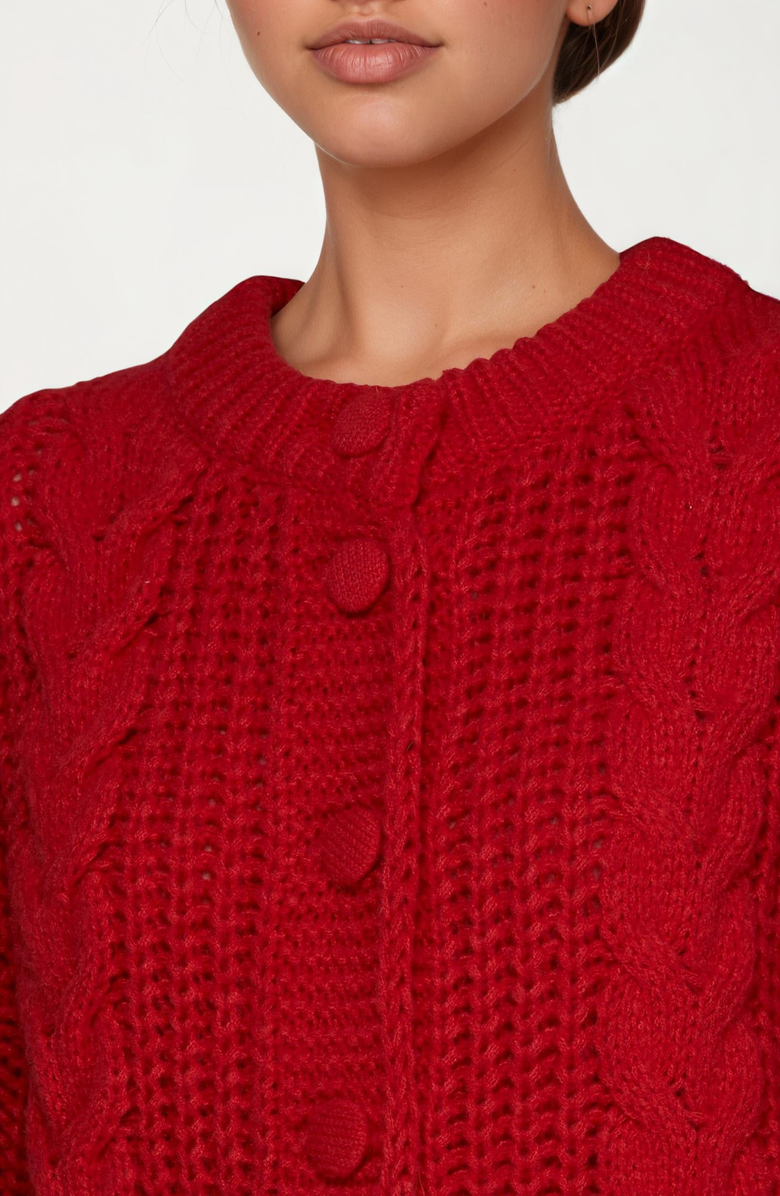 Knit and Lounge Chunky Cable Knit Cardigan, Alternate, color,