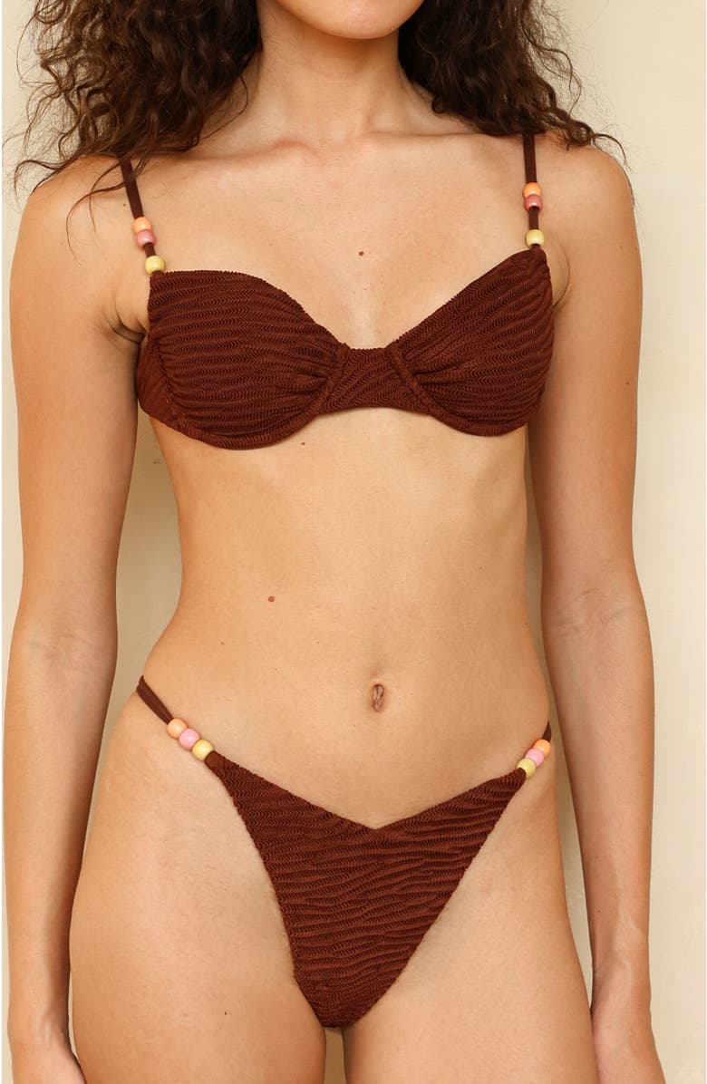 Dippin Daisys Costa Underwire Bikini Top, Alternate, color, Mocha Crinkle
