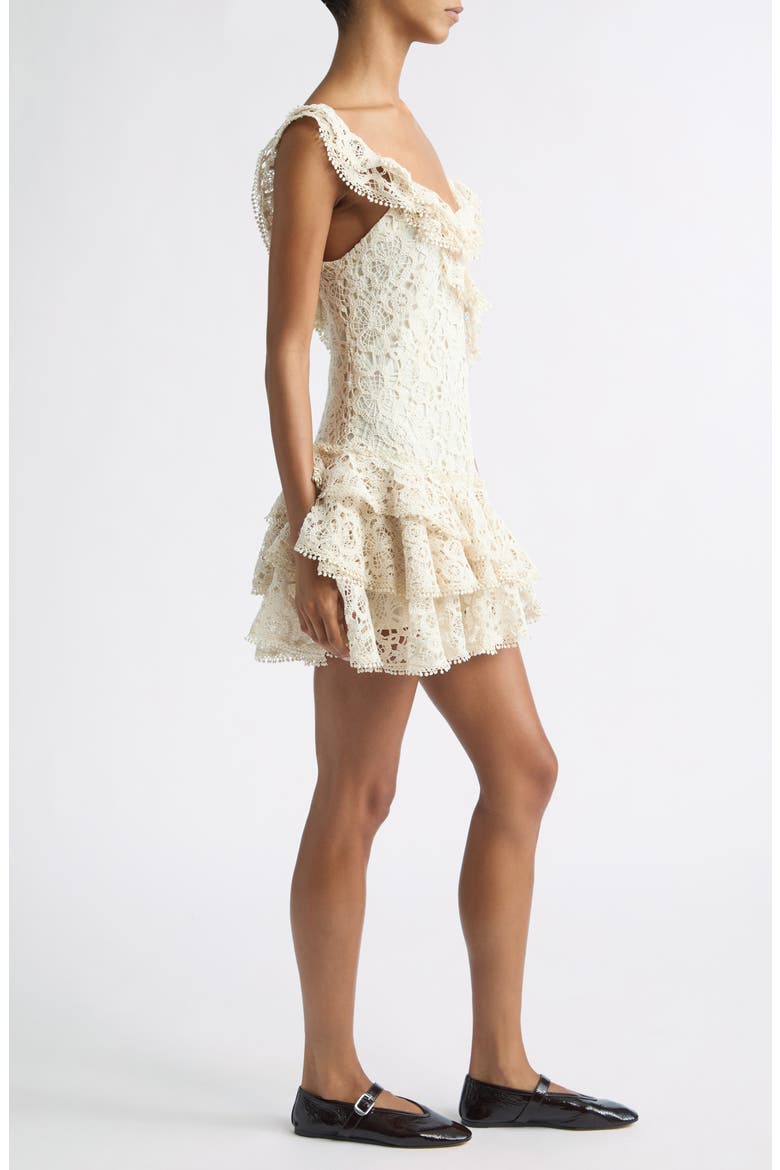 Mimika Asymmetric Cotton Blend Lace Dress, Alternate, color, ECRU