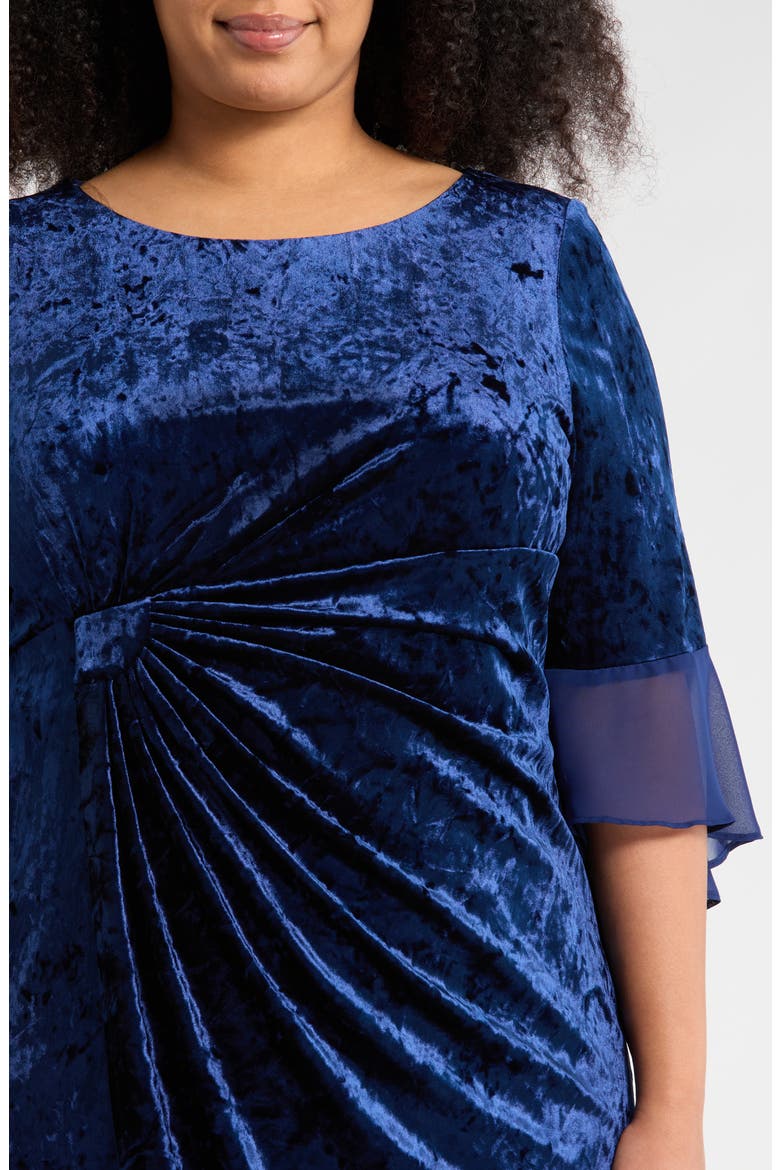 Crushed Velvet Ruched Cocktail Dress, Alternate, color, NAVY