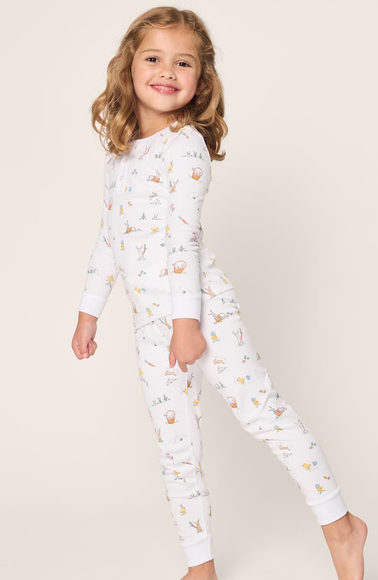 Petite Plume Kids' Easter Print Fitted Pima Cotton Two-Piece Pajamas, Alternate, color, 