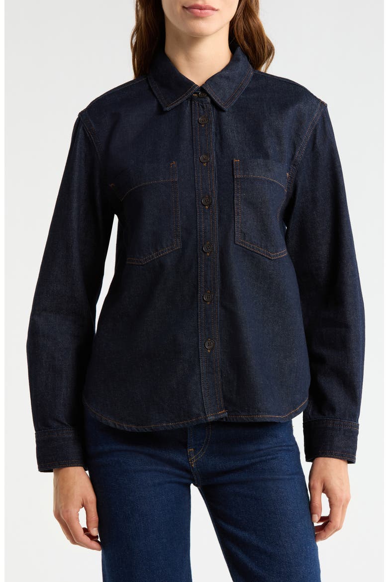 The Polished Denim Button-Up Shirt, Main, color, RINSE