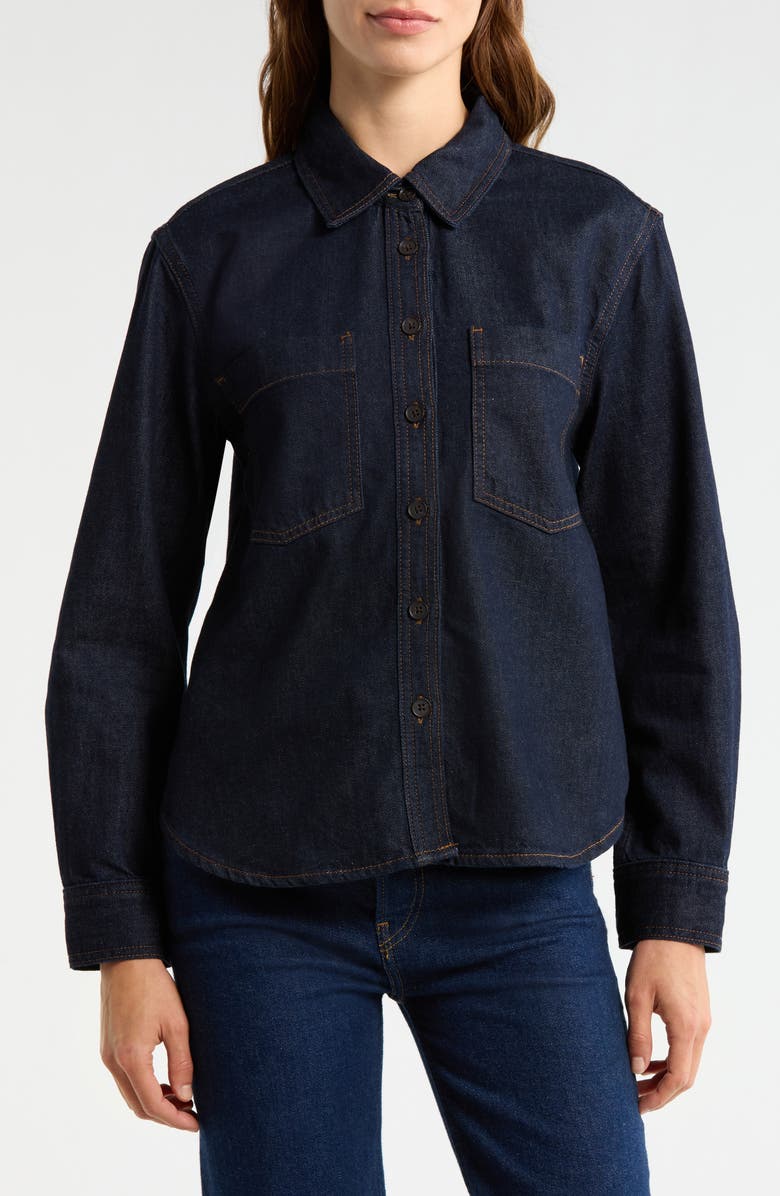 FRAME The Polished Denim Button-Up Shirt, Main, color, Rinse