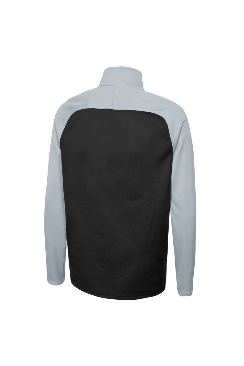 Men's New Era Black Las Vegas Raiders Combine Authentic O-Line Raglan Half-Zip Jacket, Alternate, color, Black