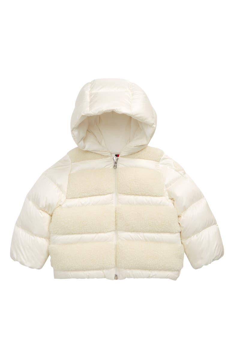 Moncler Gentiane Faux Shearling Hooded Down Jacket, Main, color,