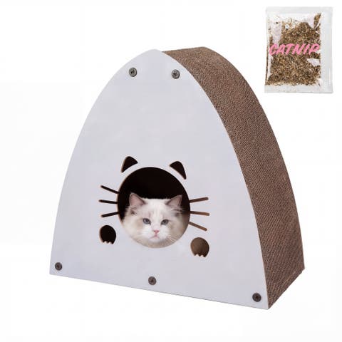 Koko Cardboard Triangle Cat Cave Scratcher with Catnip
