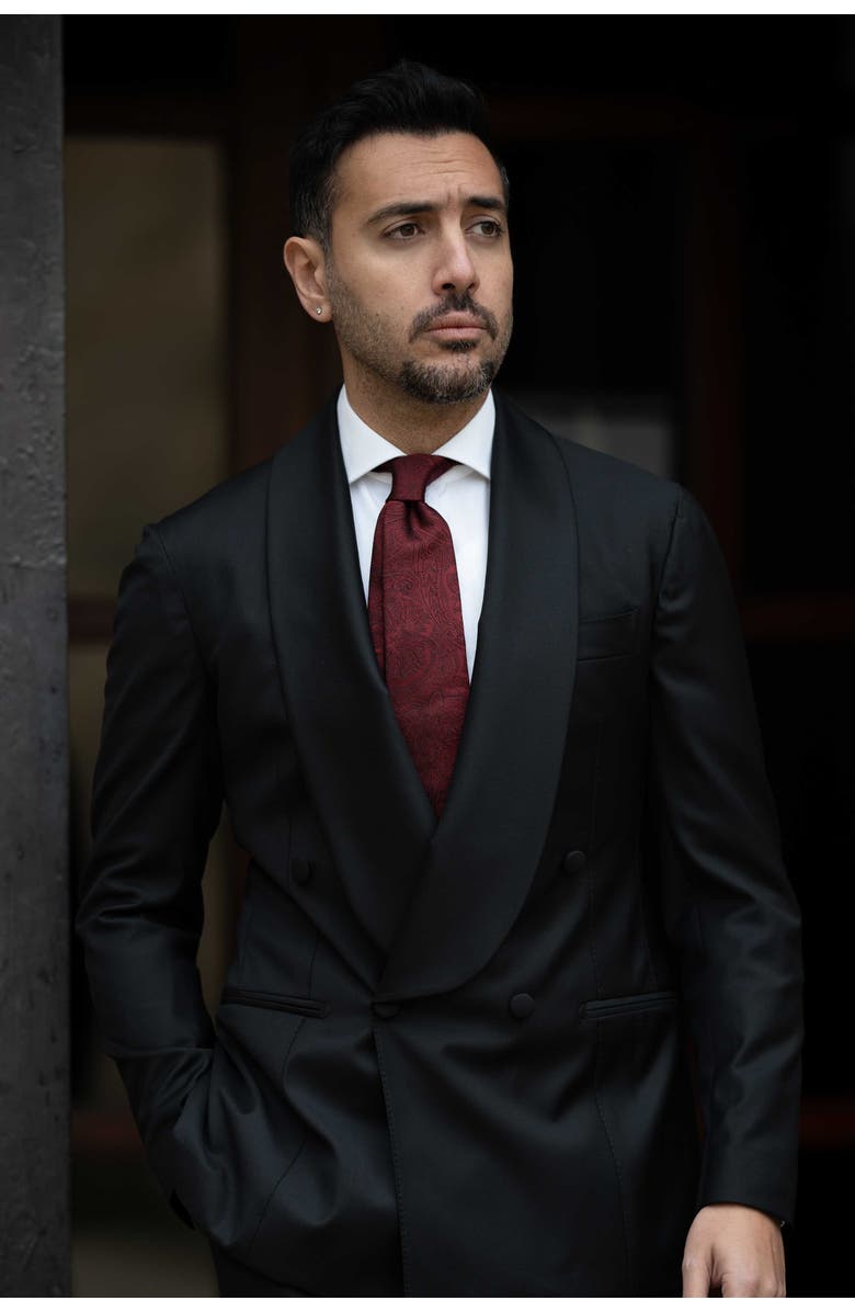 Elizabetta Vienna - Silk Jacquard Tie for Men, Alternate, color, Burgundy