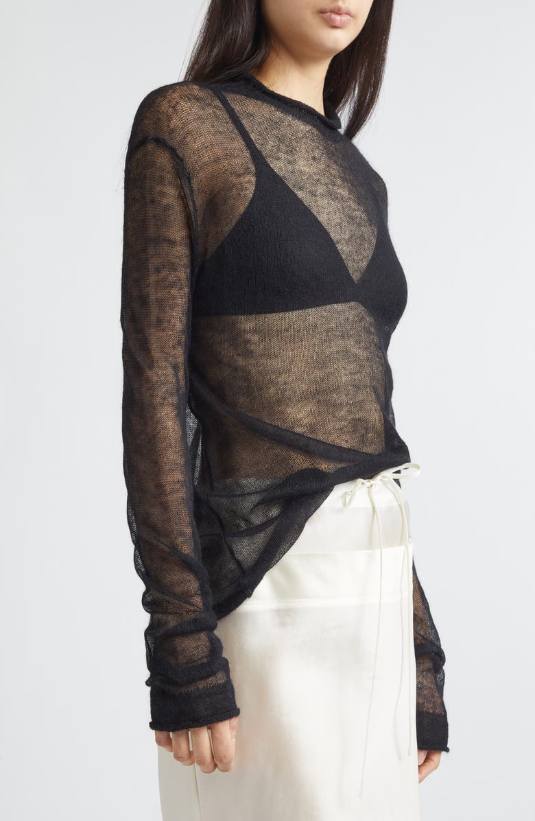 GIA STUDIOS Lanky Superkid Mohair & Extrafine Merino Wool Blend Sweater, Alternate, color, Black