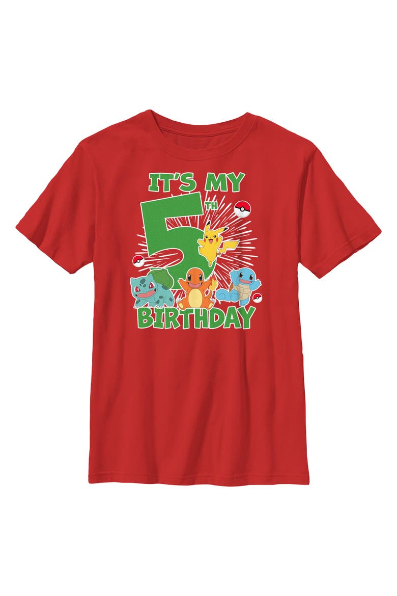 Boy's Pokemon It's My 5th Birthday Graphic Tee, Main, color, Red