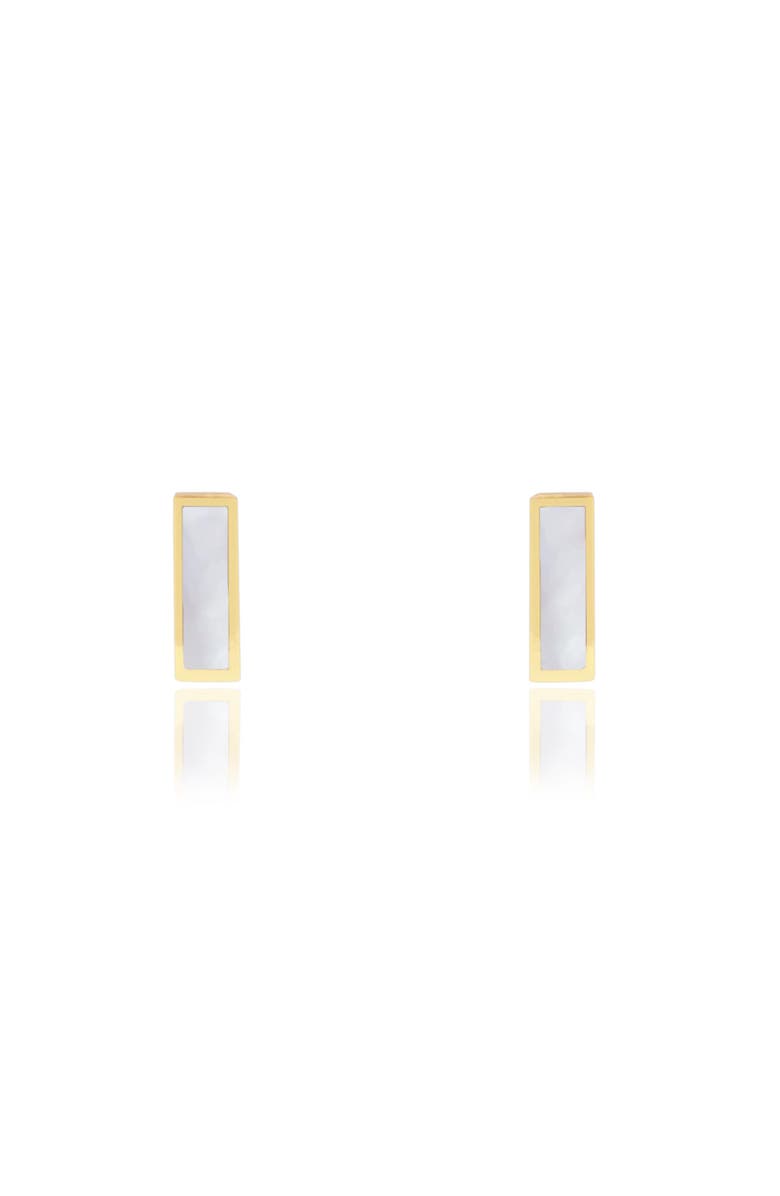 The Lovery Fine Jewelry Mother of Pearl Bar Stud Earrings, Alternate, color, White