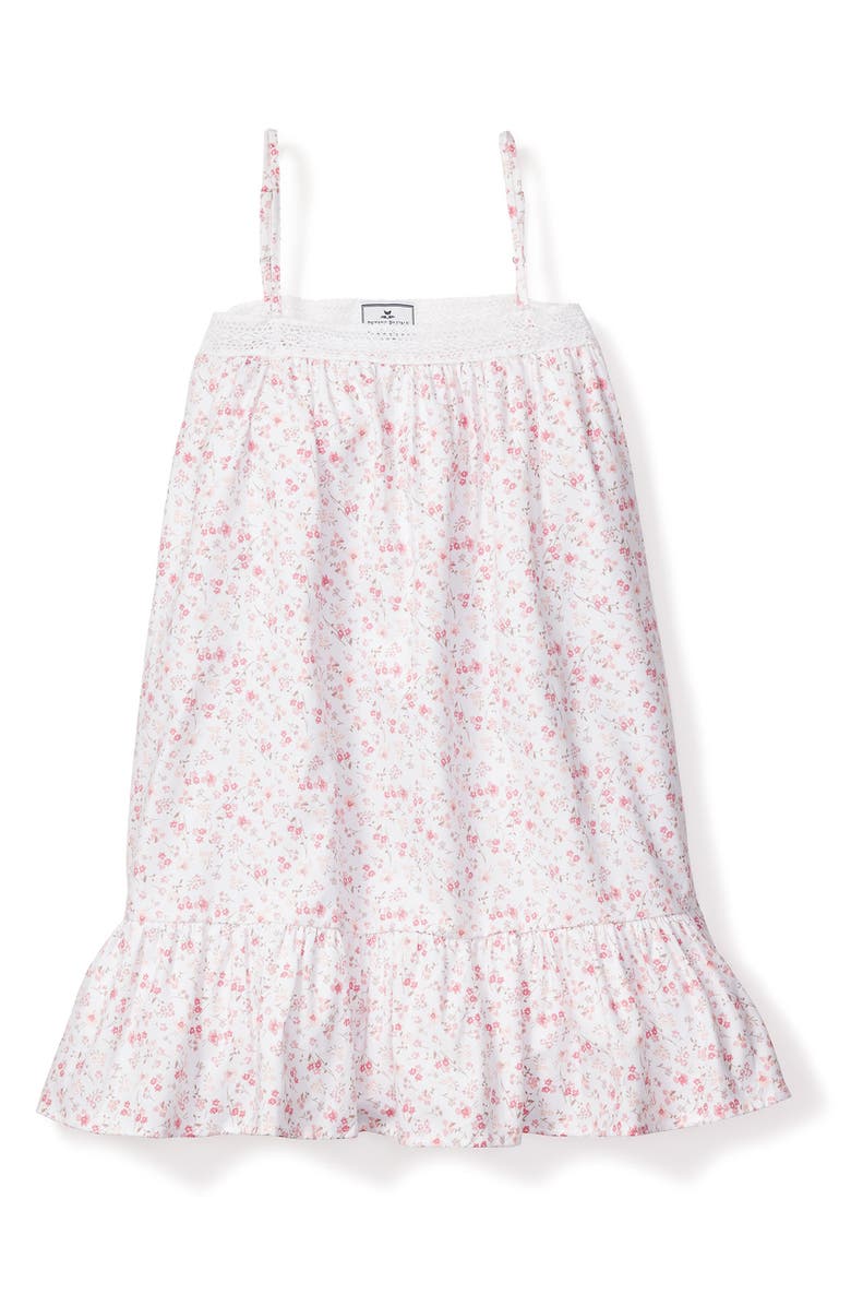 Petite Plume Kids' Dorset Floral Nightgown, Main, color, White/ Pink